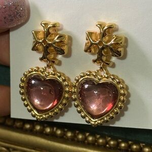 Tory Burch Gold Heart Drop Earrings